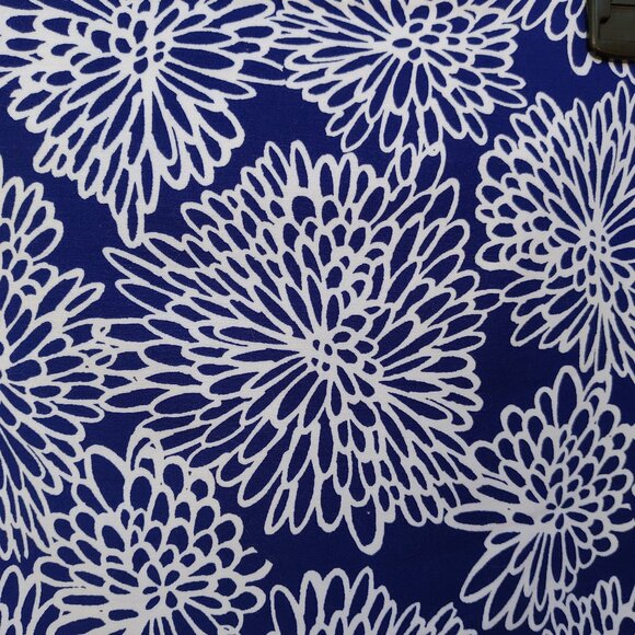 Liz Claiborne Straight Skirt Abstract Floral Print Blue White Cotton Blend - Picture 4 of 10